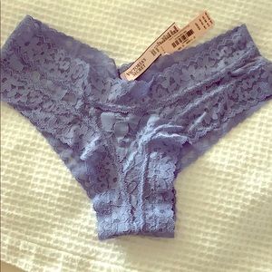 NWT Victoria’s Secret blue cheeky lace panty